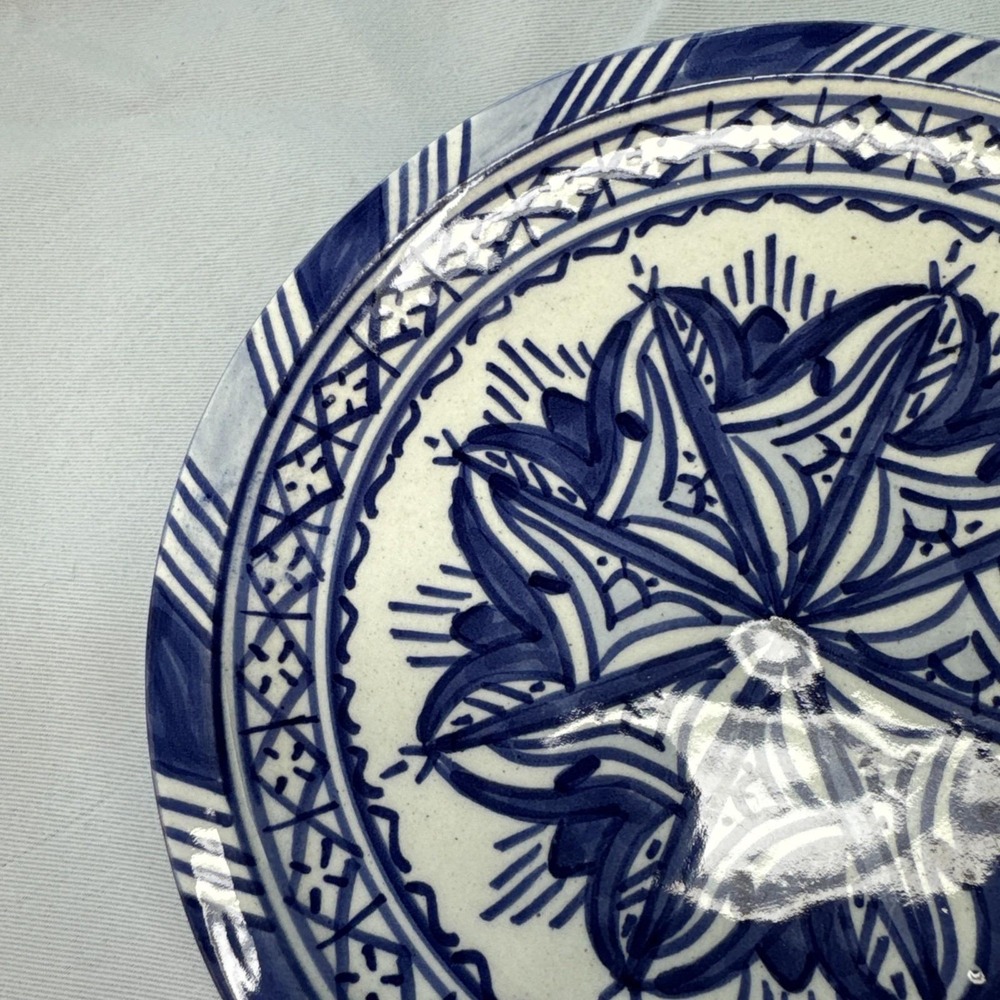 Vintage Signed FES small bowl Hand Made‎ Hand Painted Morocco 7 inch - Picture 2 of 10